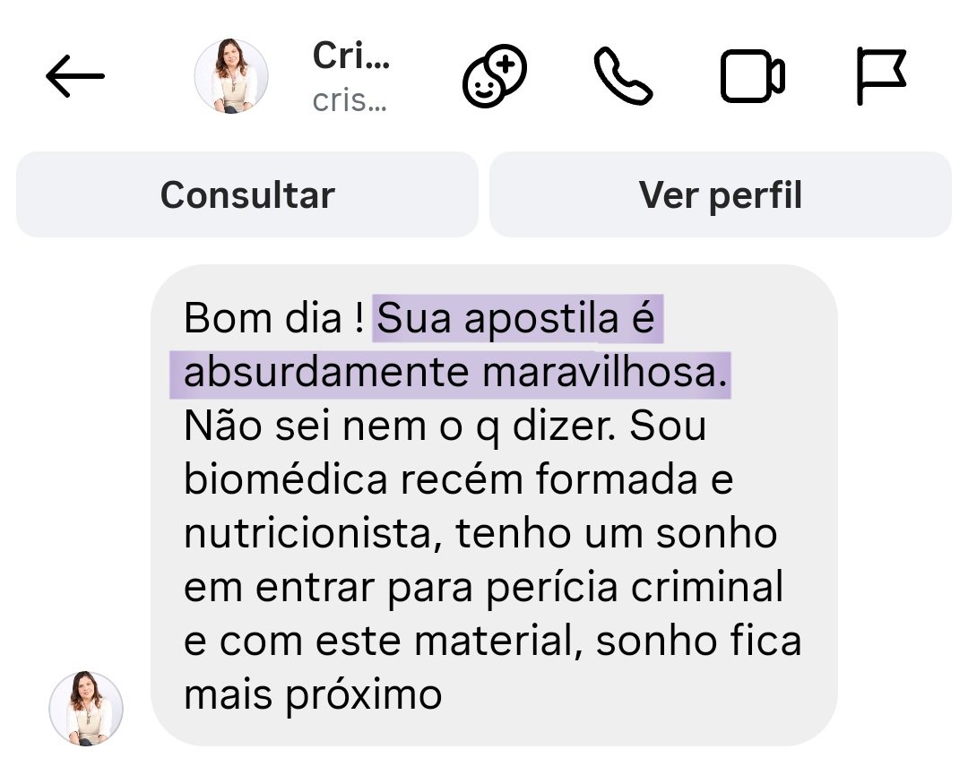 Print de depoimento — biomédica recém-formada