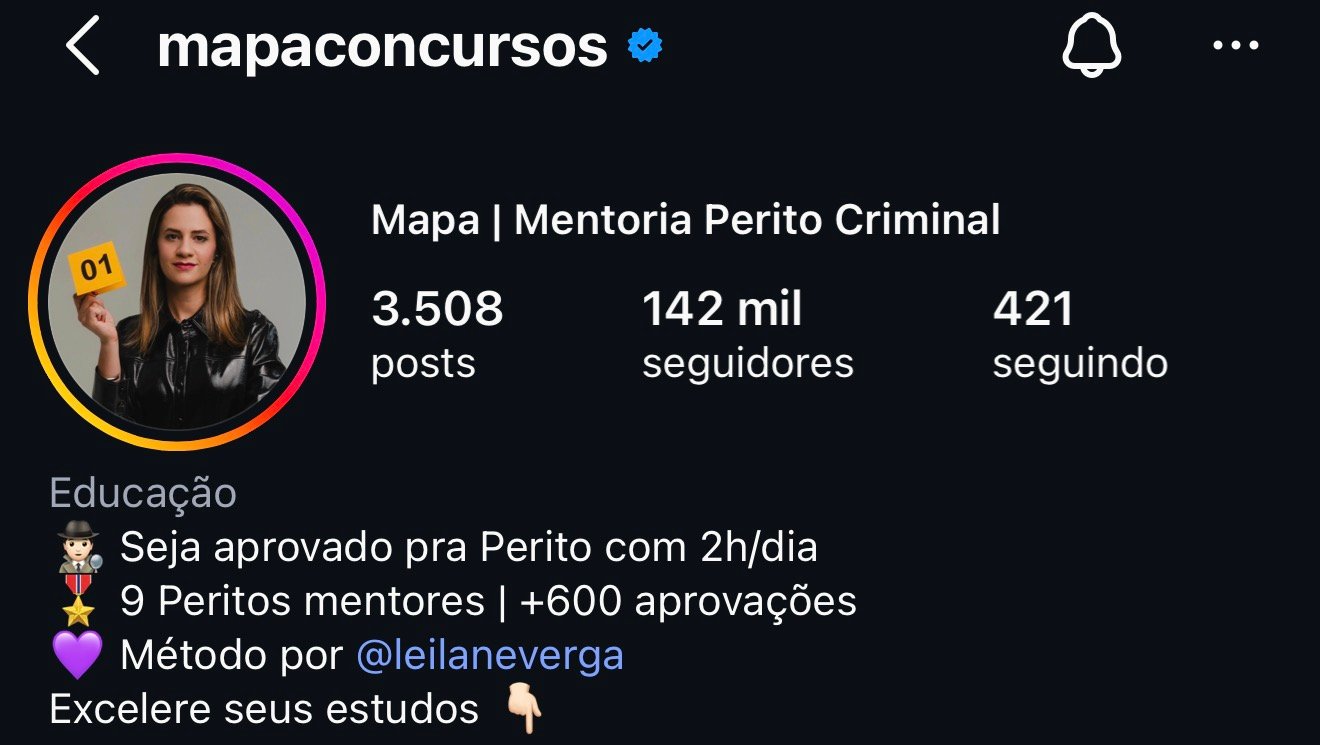 Perfil @mapaconcursos no Instagram