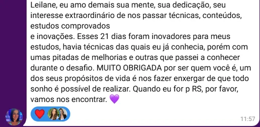 Depoimento: Esses 21 dias foram inovadores para meus estudos.