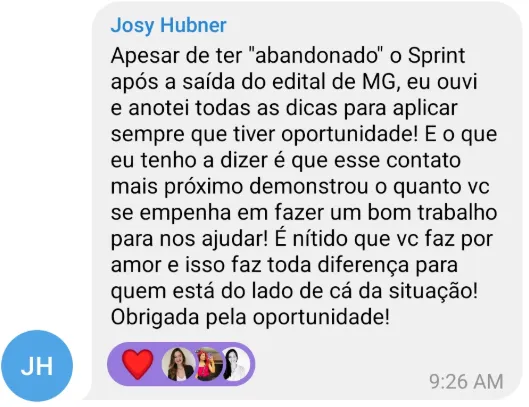 Depoimento: Esse contato mais próximo demonstrou o quanto você se empenha em fazer um bom trabalho para nos ajudar.