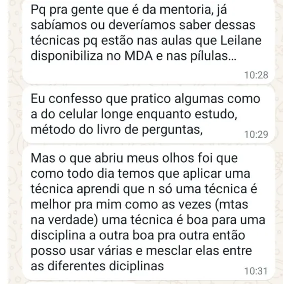 Depoimento: Uma técnica é boa para uma disciplina, outra é boa pra outra. Então posso usar várias e mesclar.