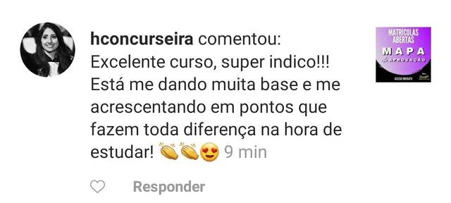 Depoimento: Está me dando muita base e me acrescentando em pontos que fazem toda a diferença na hora de estudar.